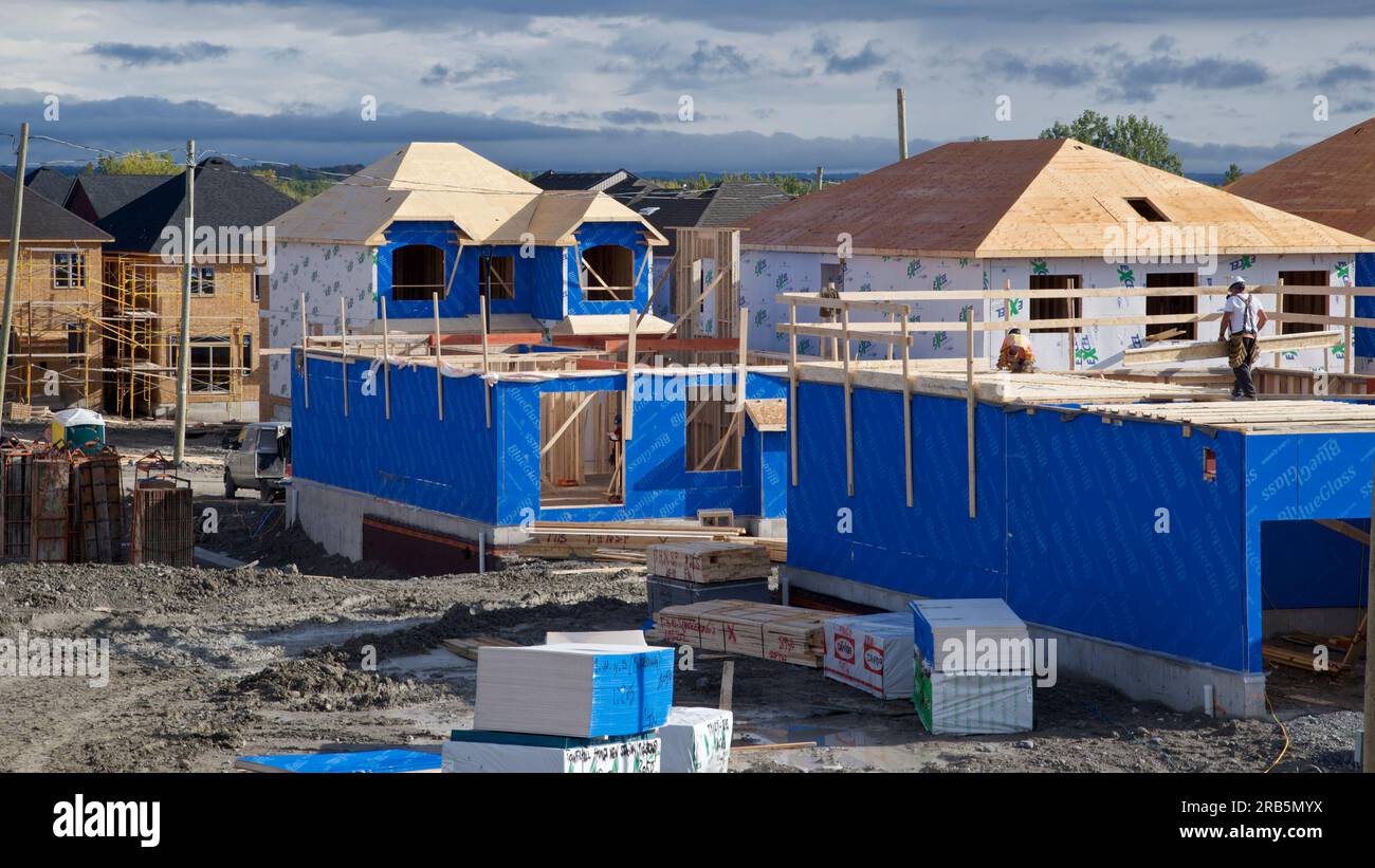Toronto, Ontario / Kanada - 23/10/2020: Eine neue Baustelle mit Bautätigkeit Stockfoto
