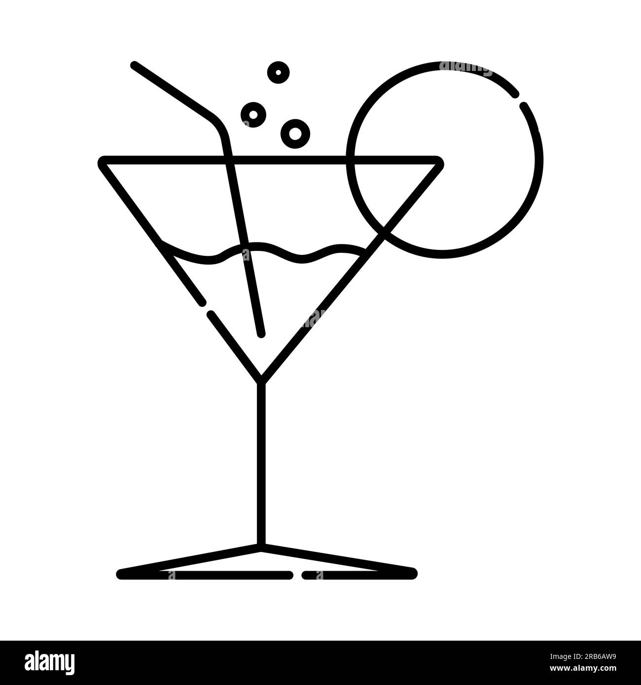 Schwarz-weiße Vektorlinien-Symbol für Cocktails Stock Vektor