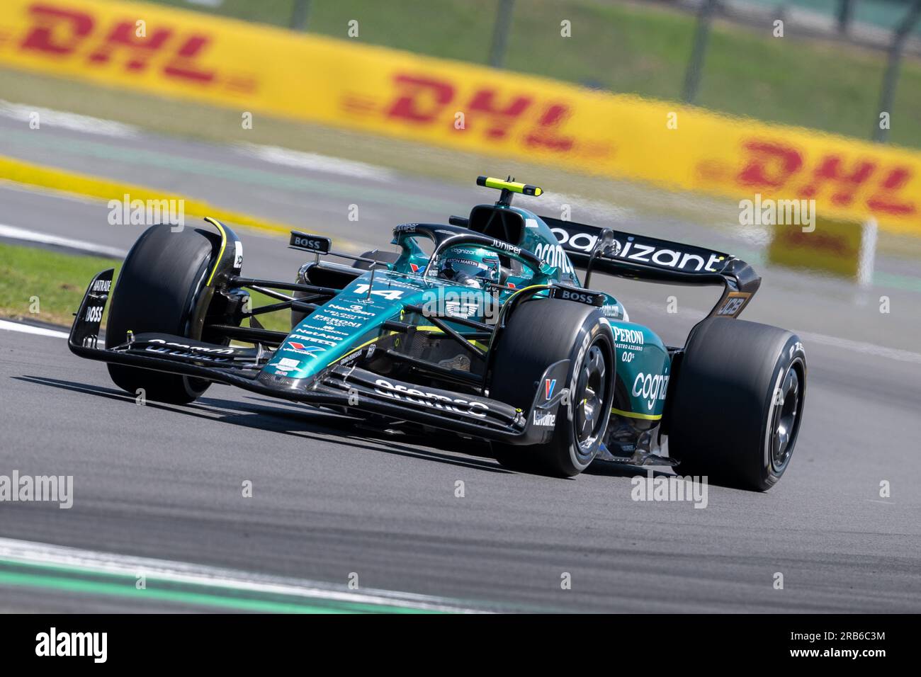 Silverstone, Großbritannien - Freitag, 7. Juli 2023 - FORMEL 1 ARAMCO BRITISH GRAND PRIX 2023 - Fernando Alonso (Spanien) - Aston Martin Aramco Cognizant F1 Team Stockfoto