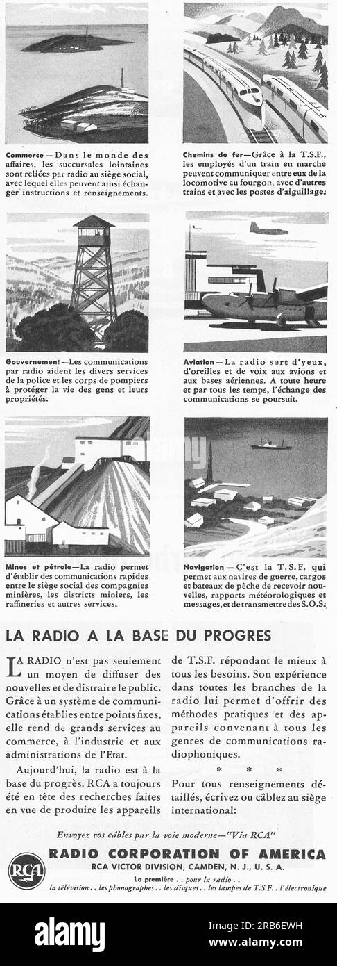 RCA Victor Division Radio Corporation of America Radiowerbung in einem französischen Magazin 1946 Stockfoto