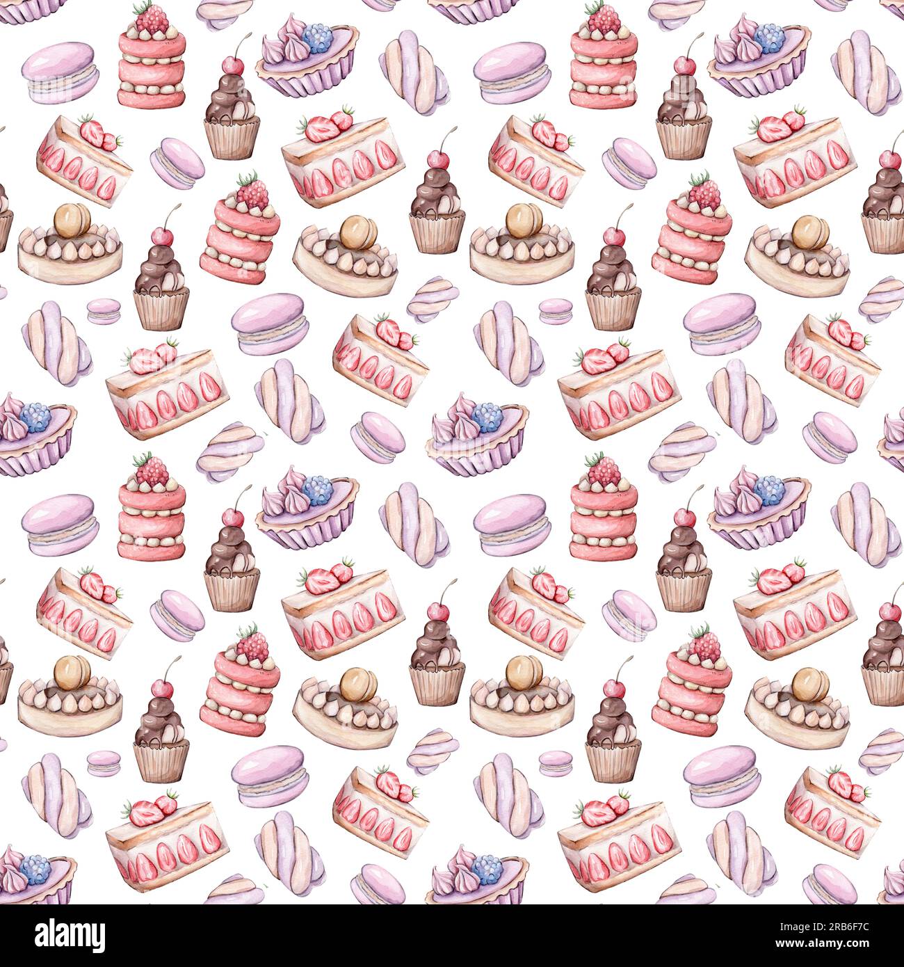 Aquarelle Eiscreme und Cupcakes Stockfoto
