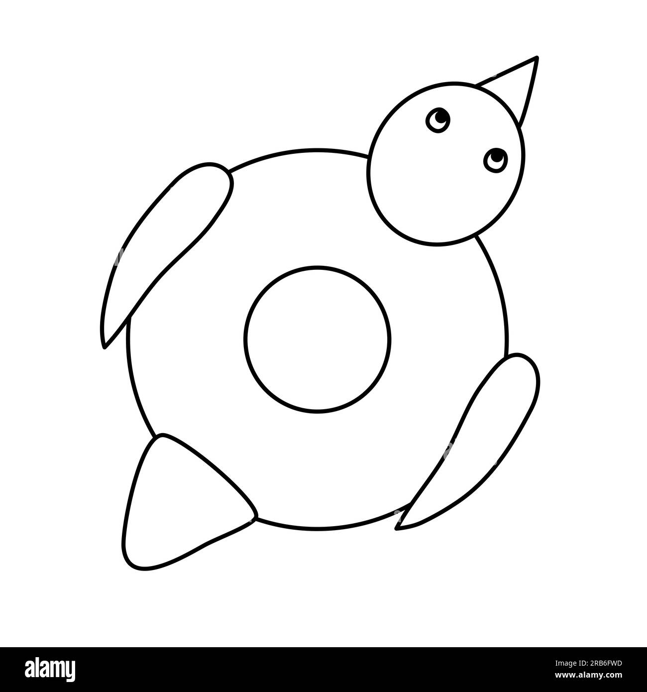 Aufblasbarer Entenring für Swimmingpool oder Strand, Doodle-Stil mit flachem Vektorrahmen für Kinder Malbuch Stock Vektor