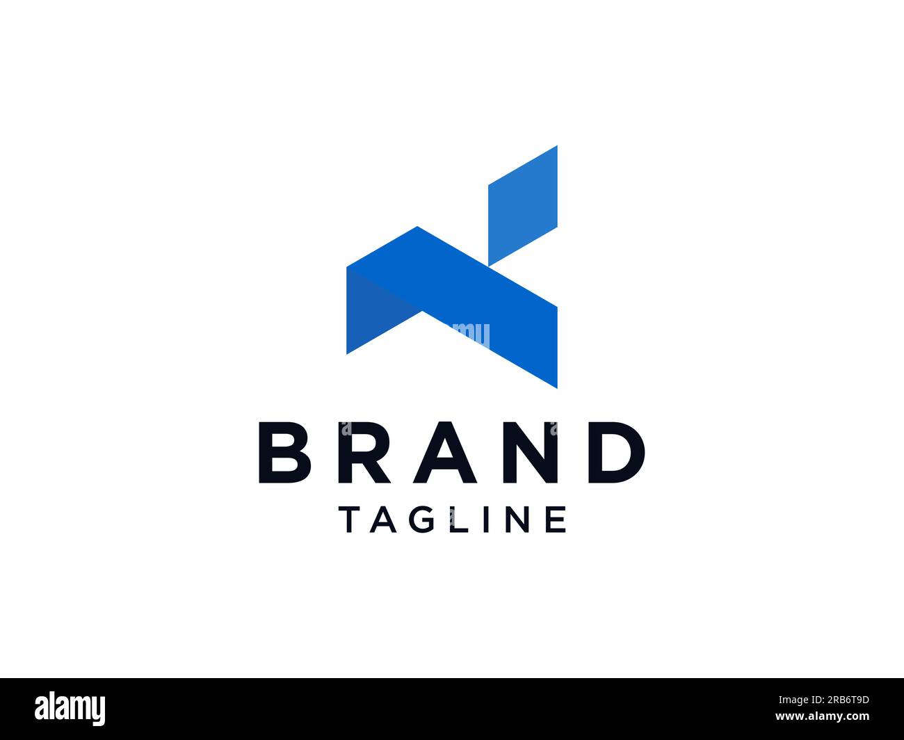 Abstraktes ursprüngliches Logo mit Buchstabe K. Blauer geometrischer Origami-Stil, isoliert auf weißem Hintergrund. Verwendbar für Unternehmens- und Branding-Logos. Flaches Vektorlogo De Stock Vektor