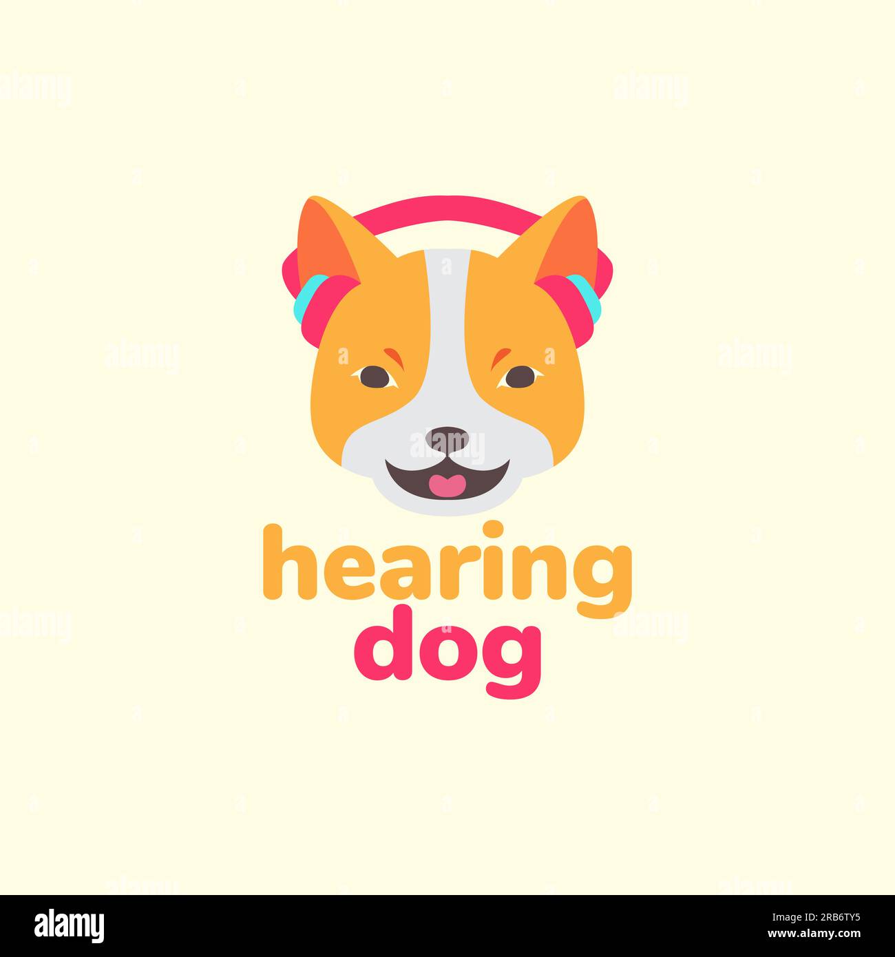 Tiertiere Hund Hören Musik Kopfhörer Maskottchen Cartoon Logo Vektor Stock Vektor