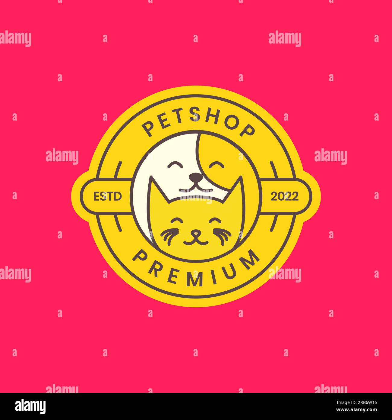 Tiertiere Hündchen Kätzchen Tierhandlung Abzeichen Modern farbenfrohes Logo Design Vektor Stock Vektor