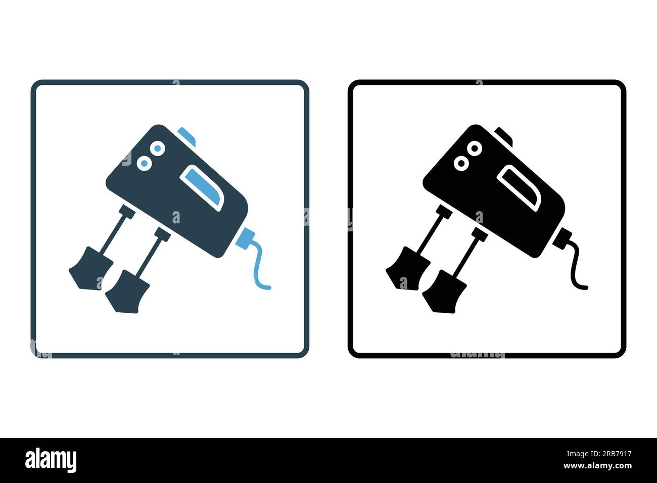 Symbol für elektrischen Mischer. Symbol für Backwaren, Stabmixer, Elektronik. Solides Icon-Design. Einfache Vektorkonstruktion editierbar Stock Vektor