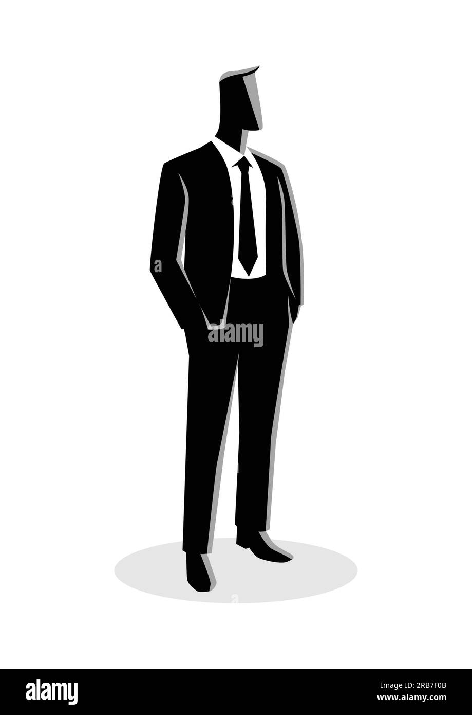 Business Vektor Illustration eines Geschäftsmannes in formellen Anzug stehend Mit den Händen in der Tasche Stock Vektor