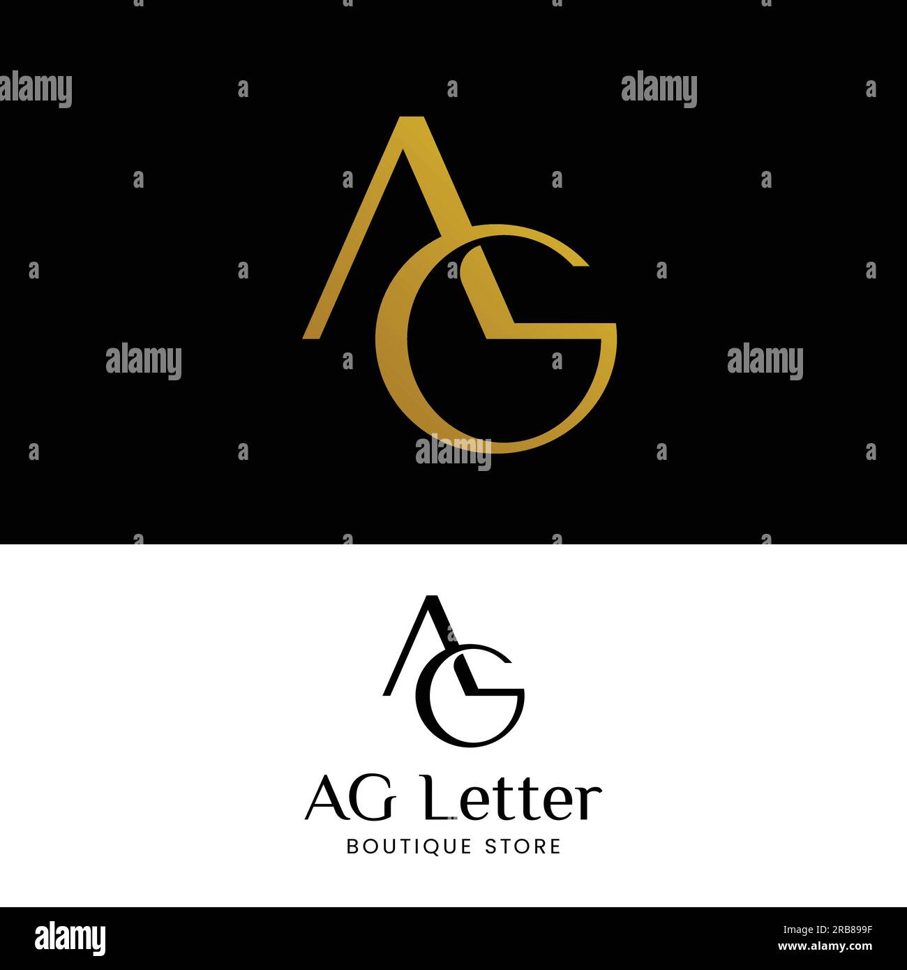 Monogramm A G AG GA in einfachem Luxus-Logo Stock Vektor