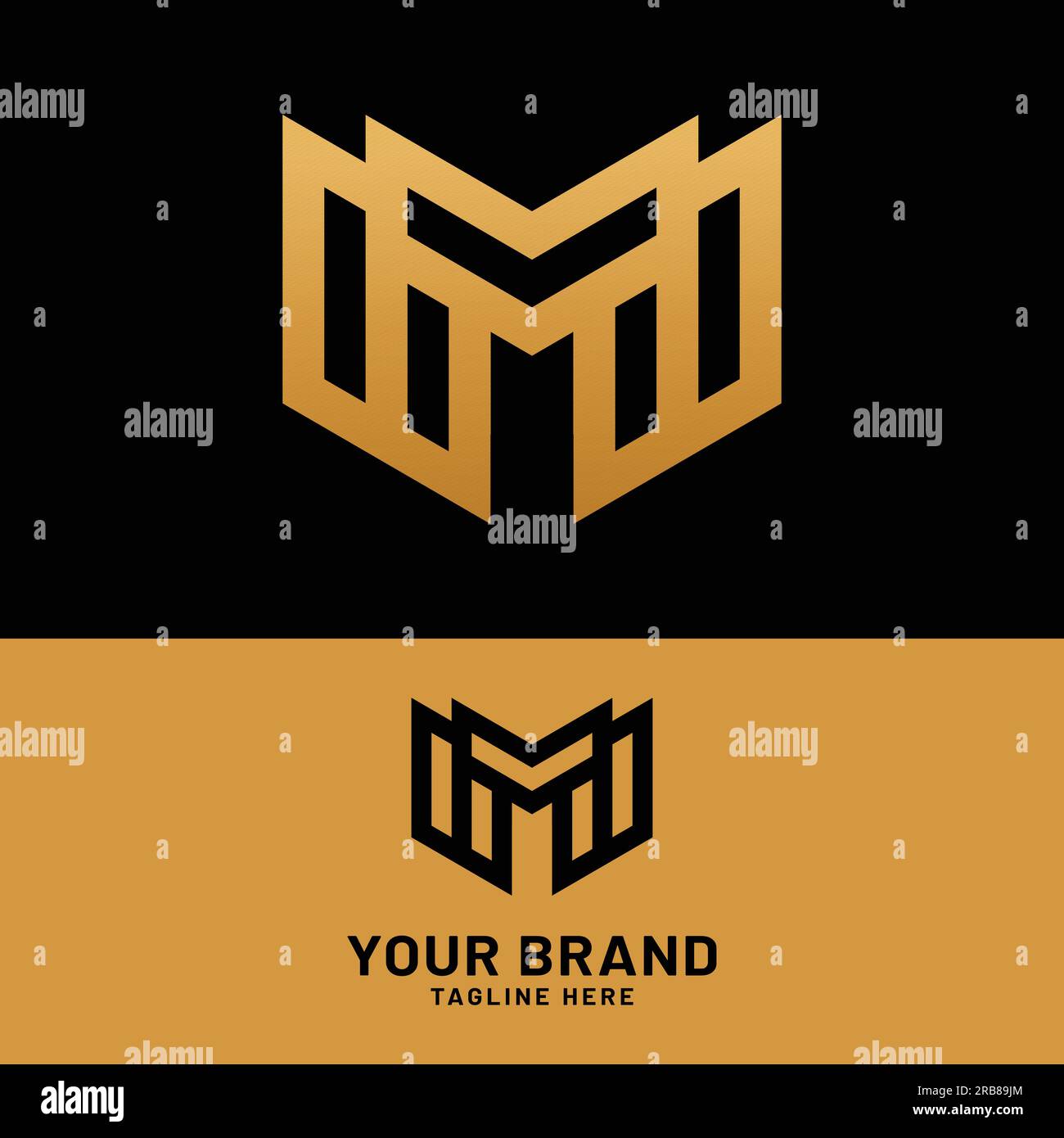 Letter Monogram M MM in Simple Luxury Interlock Style for General Fashion Apparel Finance Sports Fitness Logo Design Template Stock Vektor