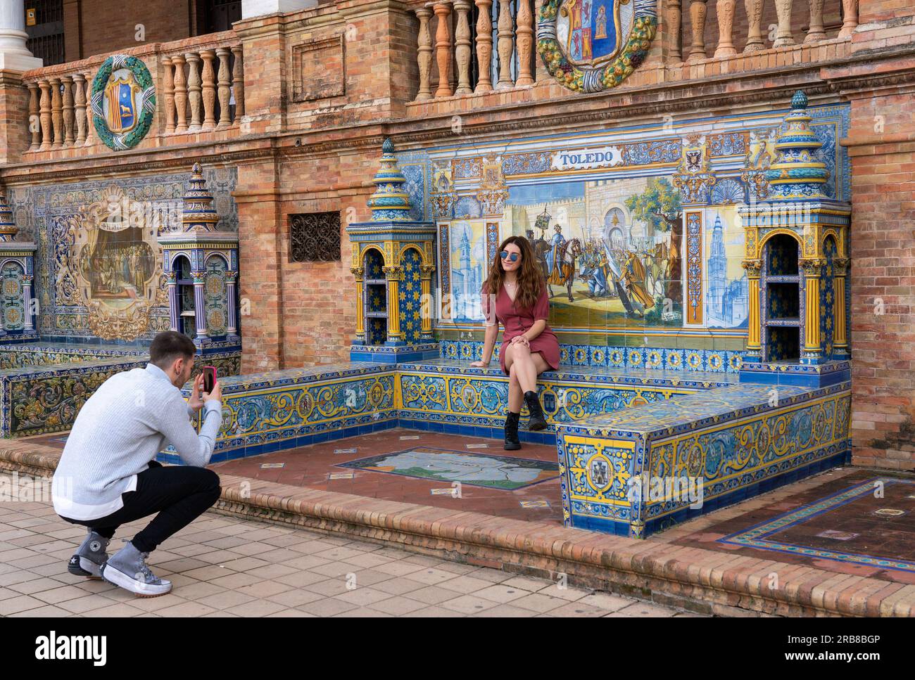 Plaza de España, erbaut für die iberoamerikanische Ausstellung im Jahr 1929 vom Architekten Aníbal González. Stockfoto