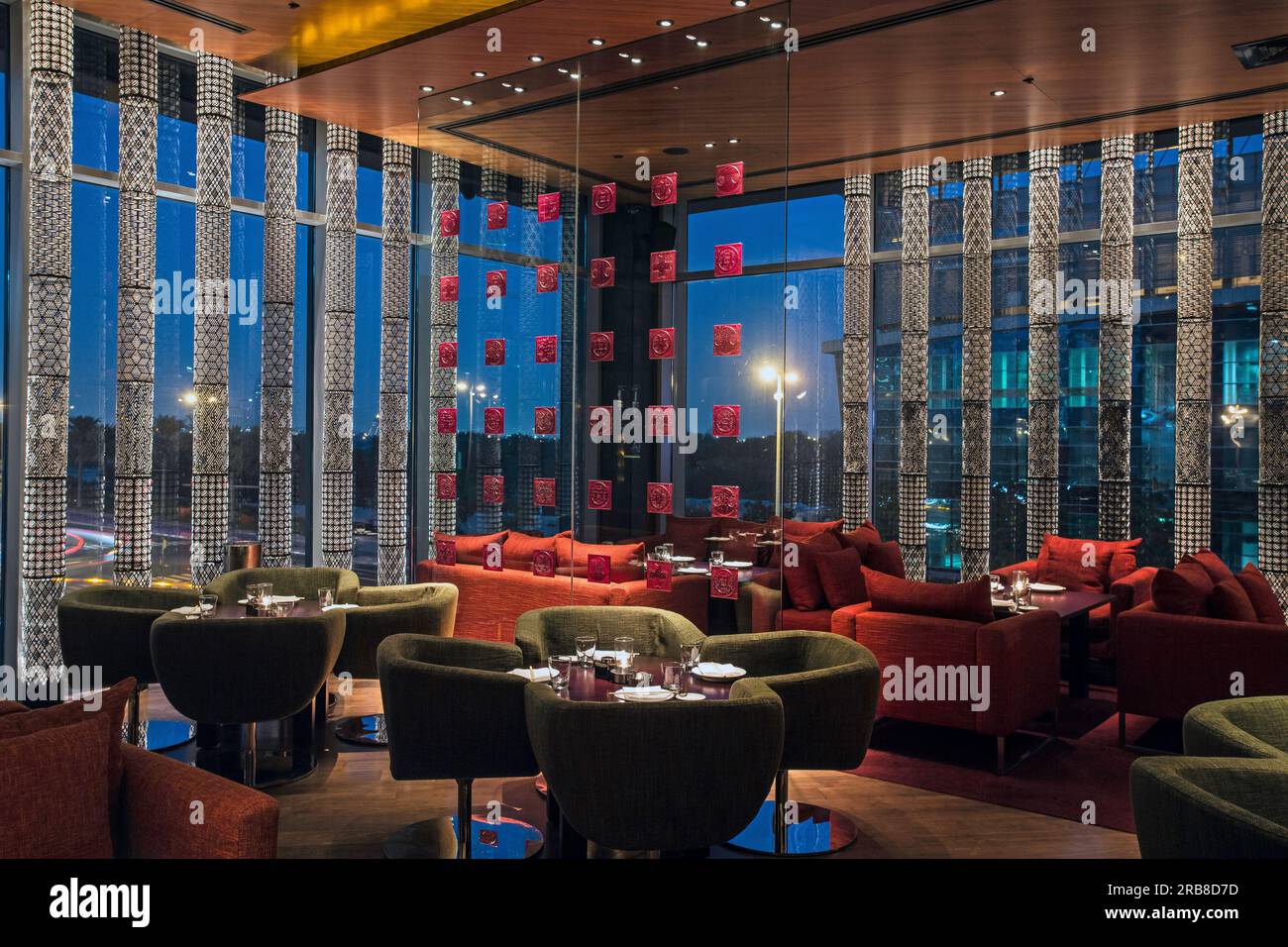 Innere des japanischen Restaurant Zuma im DIFC in Dubai Vereinigte Arabische Emirate Stockfoto