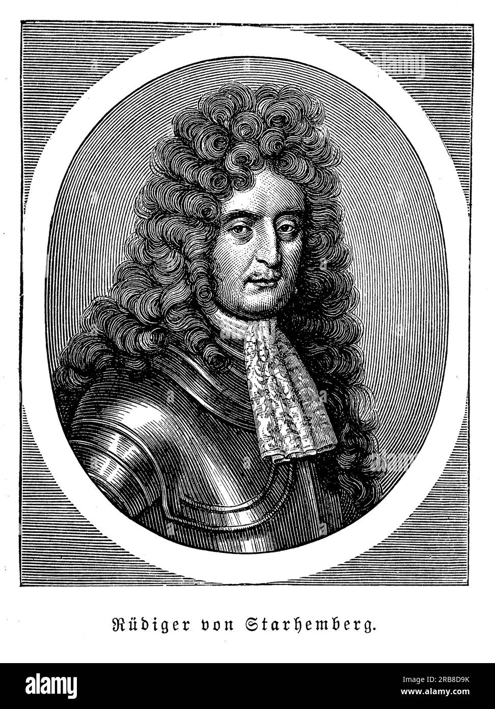 Ruediger von Starhemberg war ein österreichischer Staatsmann und Militärführer, der 1683 eine entscheidende Rolle bei der Verteidigung Wiens vor dem Osmanischen Reich spielte. Im 17. Jahrhundert war er auch eine herausragende Persönlichkeit in der österreichischen Politik Stockfoto