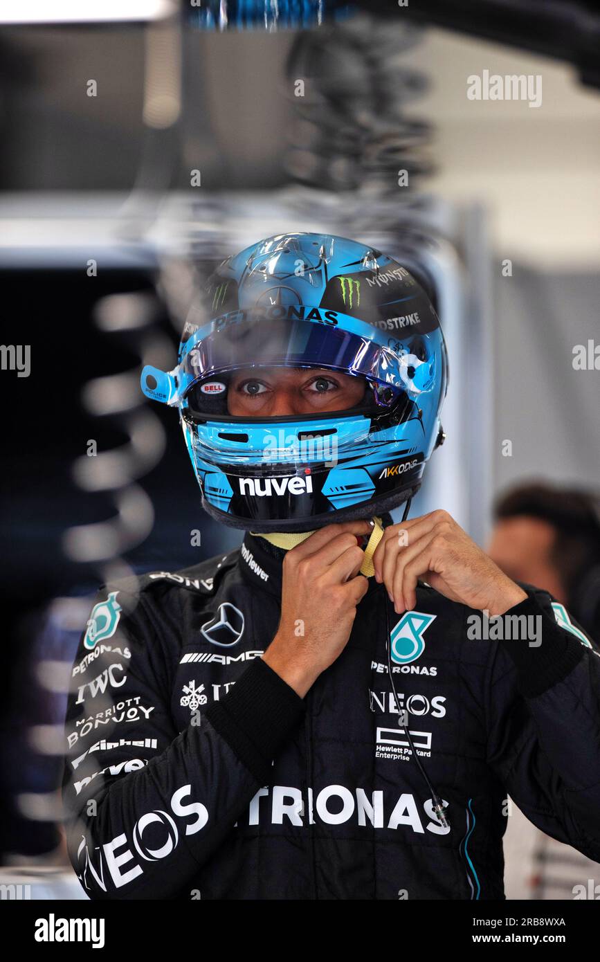 Silverstone, Großbritannien. 08. Juli 2023. George Russell (GBR) Mercedes AMG F1. Formel-1-Weltmeisterschaft, Rd 11, Britischer Grand Prix, Samstag, 8. Juli 2023. Silverstone, England. Kredit: James Moy/Alamy Live News Stockfoto