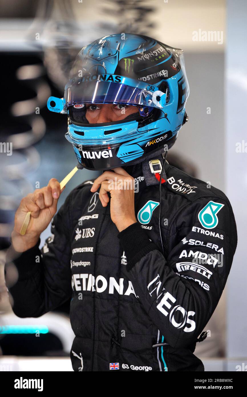 Silverstone, Großbritannien. 08. Juli 2023. George Russell (GBR) Mercedes AMG F1. Formel-1-Weltmeisterschaft, Rd 11, Britischer Grand Prix, Samstag, 8. Juli 2023. Silverstone, England. Kredit: James Moy/Alamy Live News Stockfoto