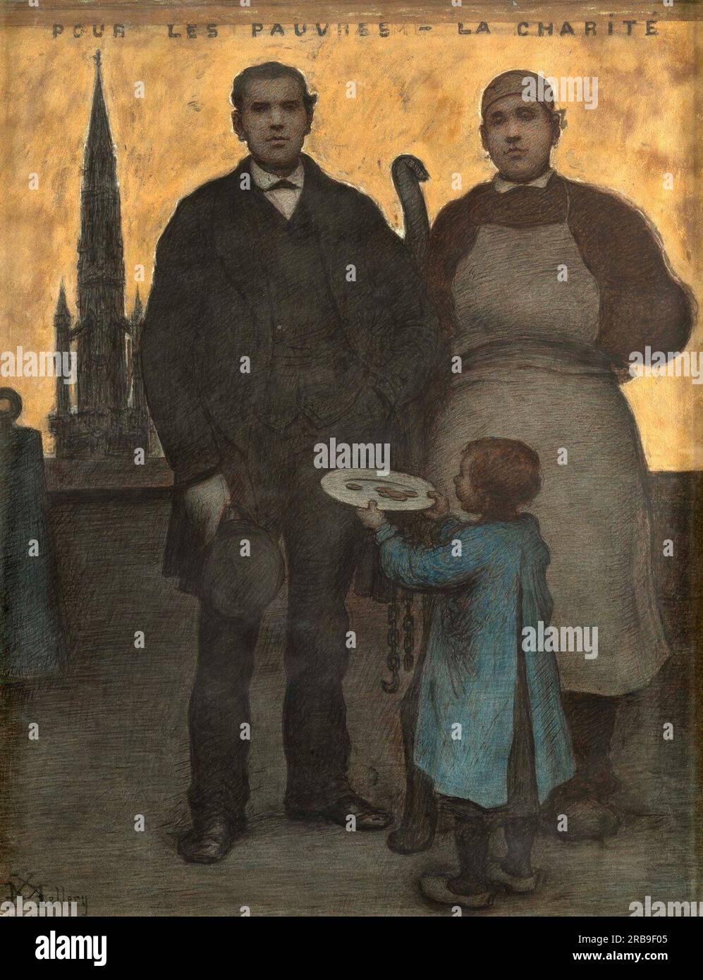 Für die Armen - Wohltätigkeit von Xavier Mellery Stockfoto