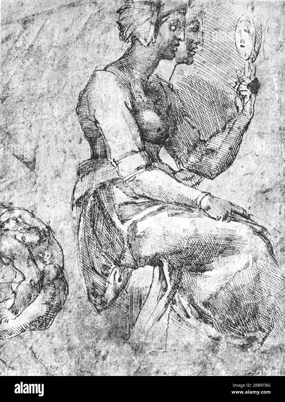 Studie einer sitzenden Frau von Michelangelo Stockfoto