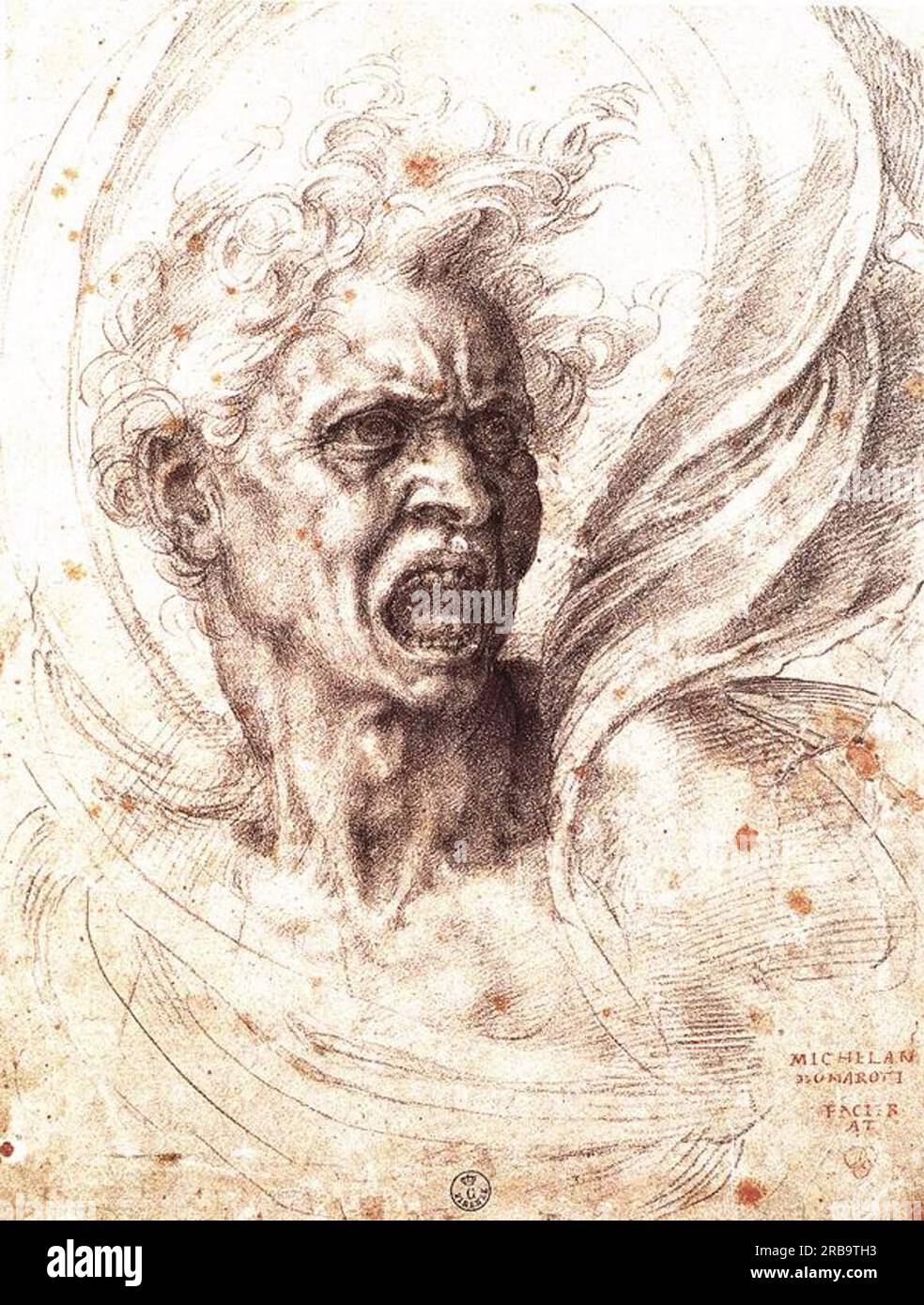 Die verdammte Seele c.1525; Rom, Italien, von Michelangelo Stockfoto