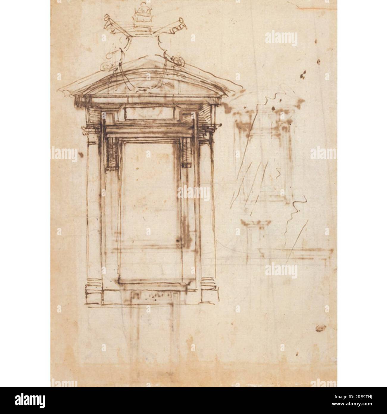 Design für die Türen der Laurentianischen Bibliothek und ein Außenfenster c.1526; Florenz, Italien, von Michelangelo Stockfoto