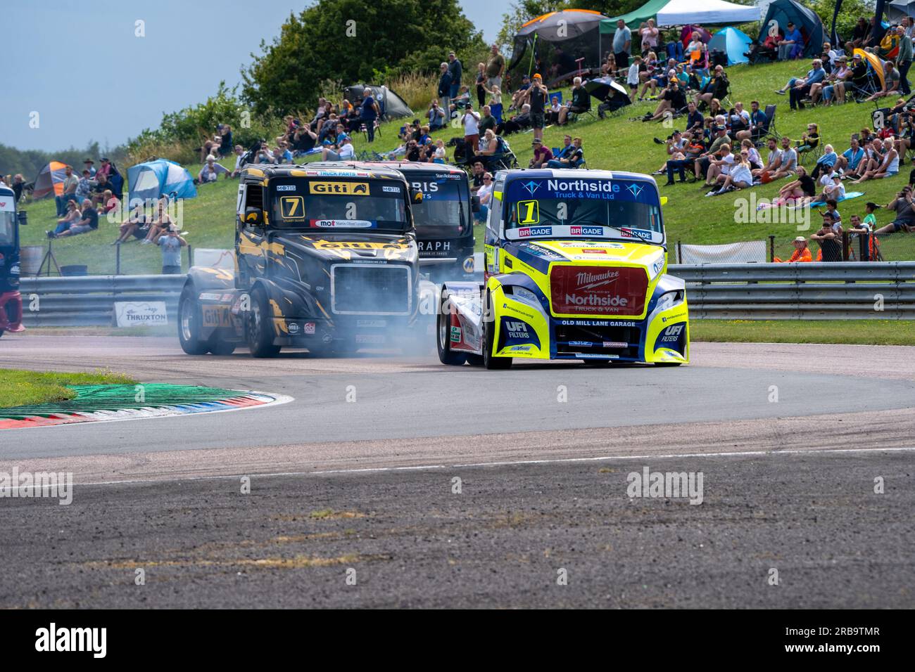 Andover, Großbritannien. 08. Juli 2023. Ryan Smith Daimler Freightliner Siegerrennen 2 British Truck Racing Championship Credit: UK Sports Pics Ltd/Alamy Live News Stockfoto