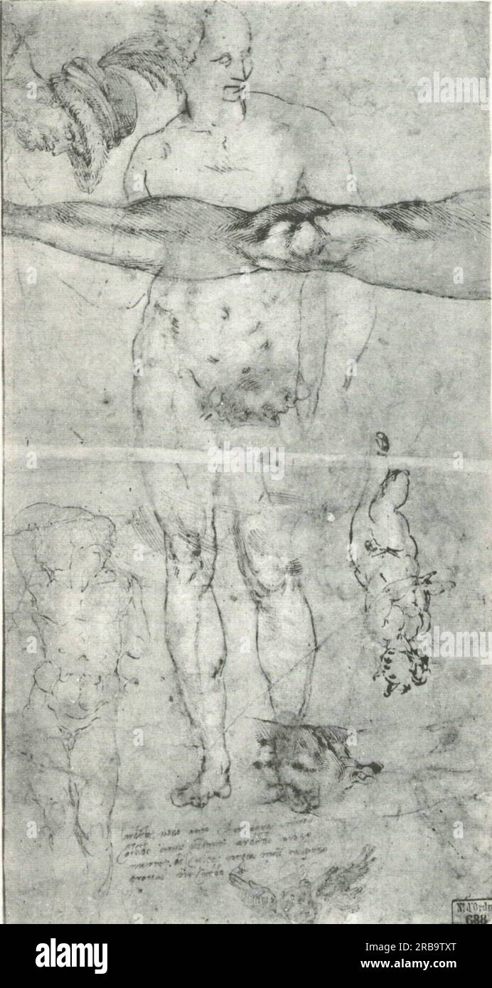 Verschiedene Studien c.1505; Florenz, Italien, von Michelangelo Stockfoto