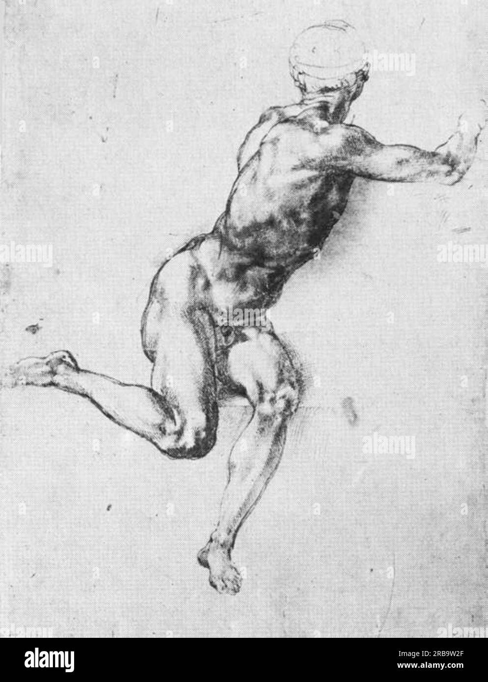 Studie über die Figur zur "Schlacht von Cascina" 1505; Florenz, Italien, von Michelangelo Stockfoto