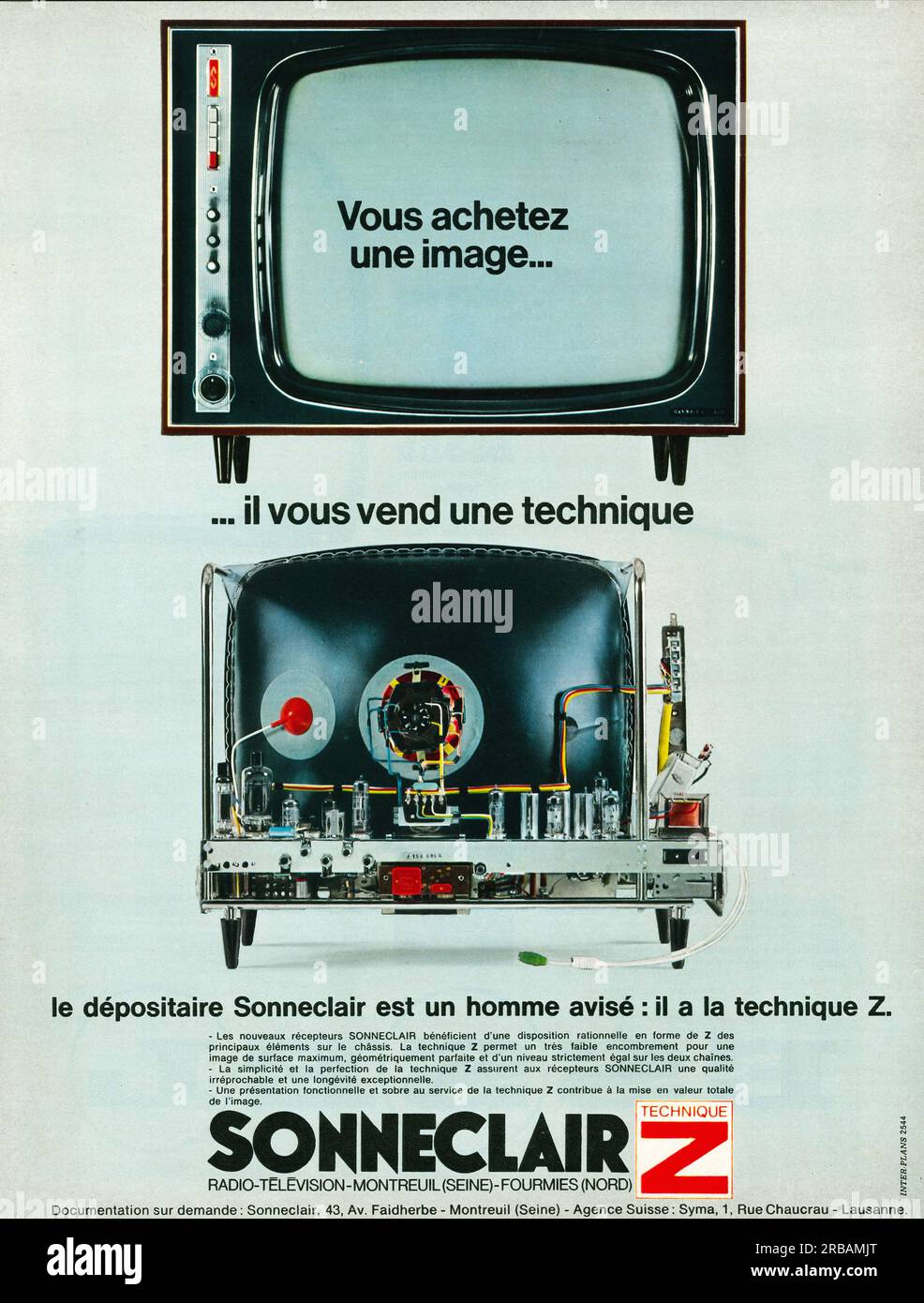 Sonneclair TV, Werbung in einem französischen Magazin 1965 Stockfoto