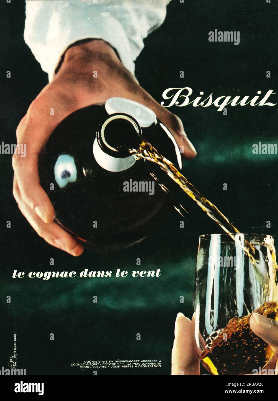 Bisquit Dubouche „Bisquit“ Napoleon Fine Champagne Cognac Werbespot in einer französischen Zeitschrift 1965 Stockfoto