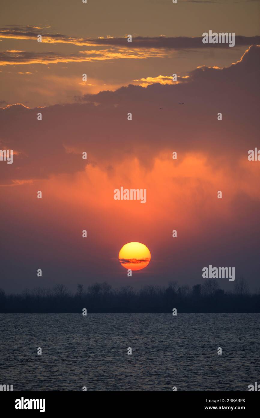 Sunset, Porto Viro, Provinz Rovigo, Italien Stockfoto