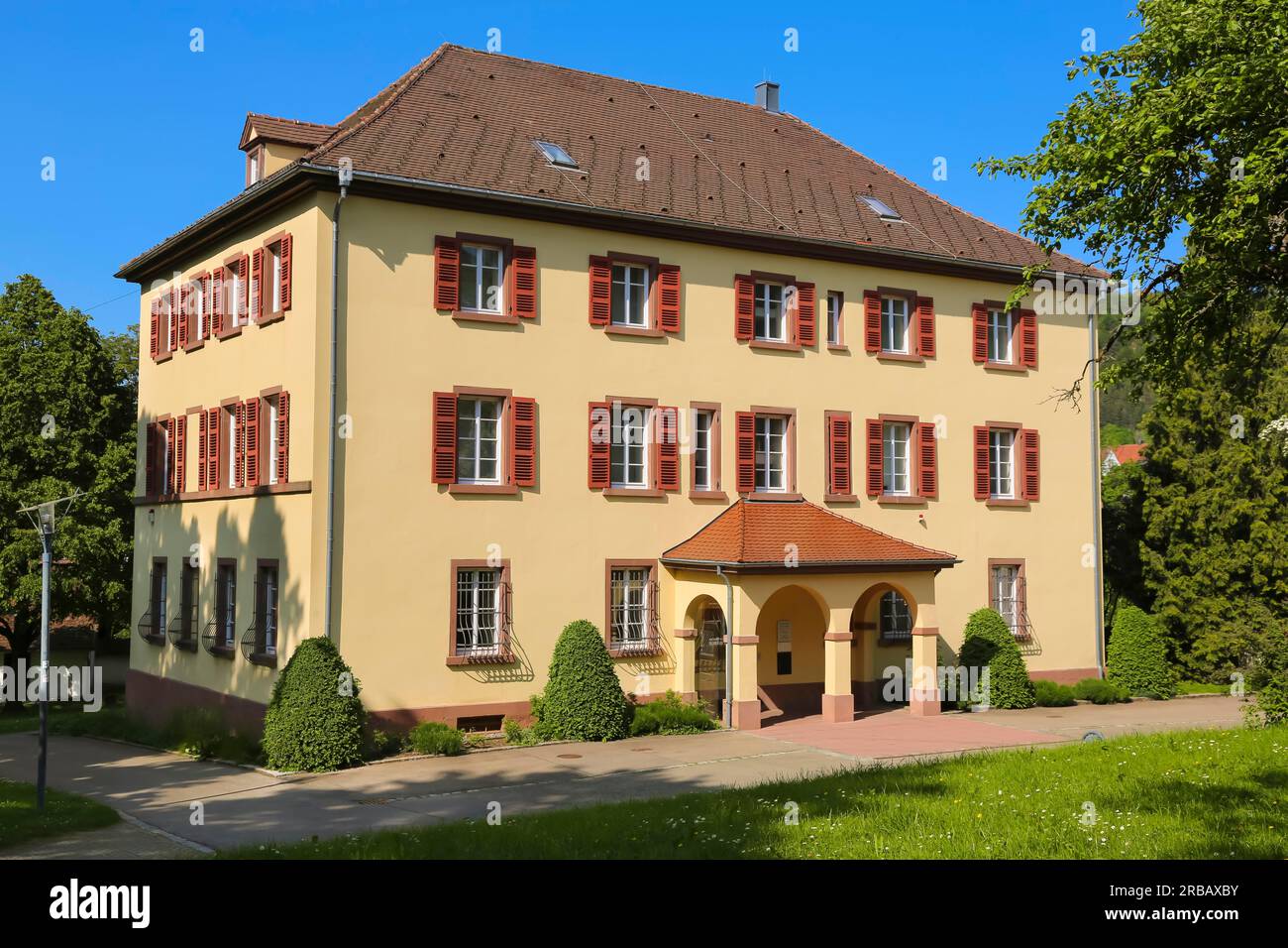 Schloss Stauffenberg, Jehle Musikgeschichte Sammlung, Stauffenberg Gedenkstätte, Architektur, Gebäude, Dach, fenster, Fensterläden, Eingang, Fassade Stockfoto
