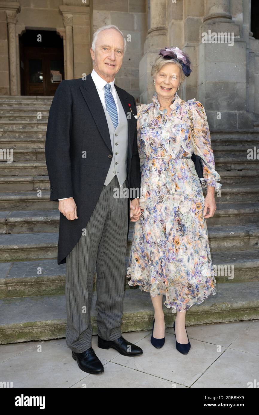 Autun, Frankreich. 08. Juli 2023. Erzherzog von Österreich Carl Christian mit Prinzessin Marie-Astrid von Luxemburg trifft am 8. Juli 2023 in Frankreich zur königlichen Hochzeitszeremonie in der Kathedrale Saint-Lazare in Autun ein. Foto: David Niviere/ABACAPRESS.COM Kredit: Abaca Press/Alamy Live News Stockfoto