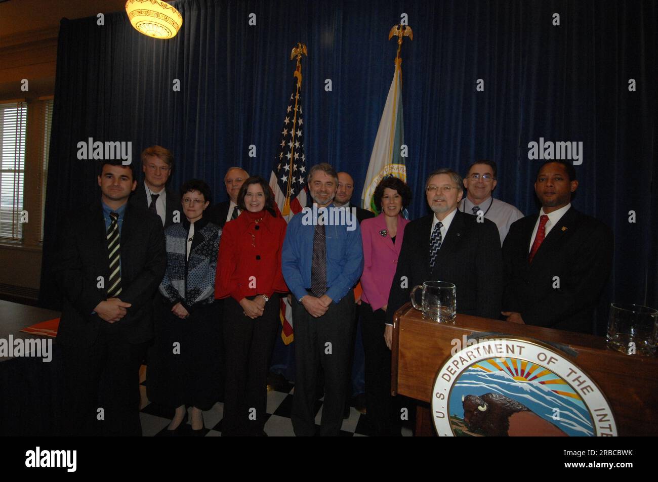 Veranstaltung im "Main Interior" zur Würdigung der Beiträge zum "Performance and Accountability Report 2008" des Innenministeriums mit Ausführungen von Stellvertretender Sekretär P. Lynn Scarlett, stellvertretender Sekretär James Cason, Direktor des Haushaltsbüros Pamela Haze, Stellvertretender Kontrolleur Danny Werfel, Direktor des Finanzmanagements Daniel Fletcher, Und Leiter des Planungs- und Leistungsmanagements Richard Beck Stockfoto