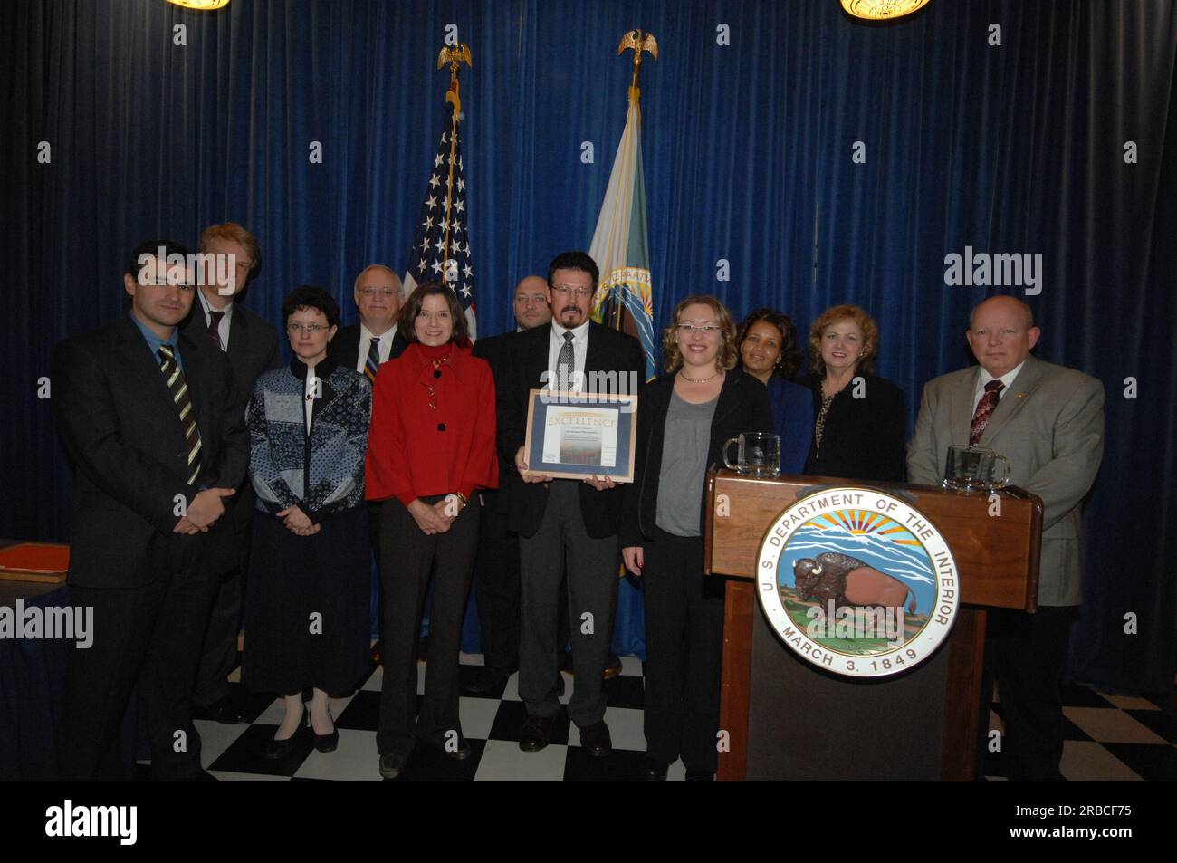 Veranstaltung im "Main Interior" zur Würdigung der Beiträge zum "Performance and Accountability Report 2008" des Innenministeriums mit Ausführungen von Stellvertretender Sekretär P. Lynn Scarlett, stellvertretender Sekretär James Cason, Direktor des Haushaltsbüros Pamela Haze, Stellvertretender Kontrolleur Danny Werfel, Direktor des Finanzmanagements Daniel Fletcher, Und Leiter des Planungs- und Leistungsmanagements Richard Beck Stockfoto