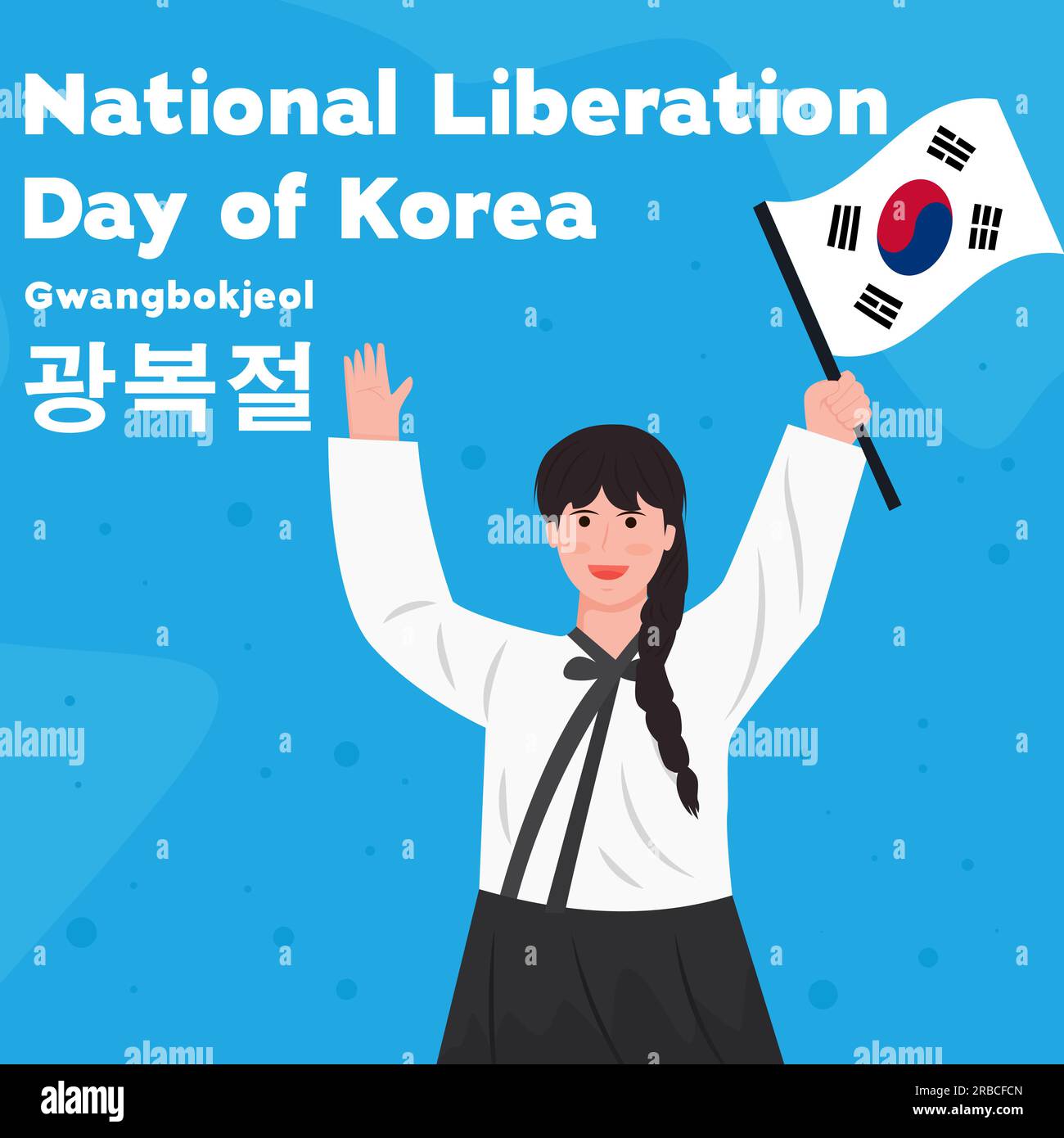 Nationaler Befreiungstag von korea Gwangbokjeol Illustration mit Frauen, die die koreanische Flagge halten Stock Vektor