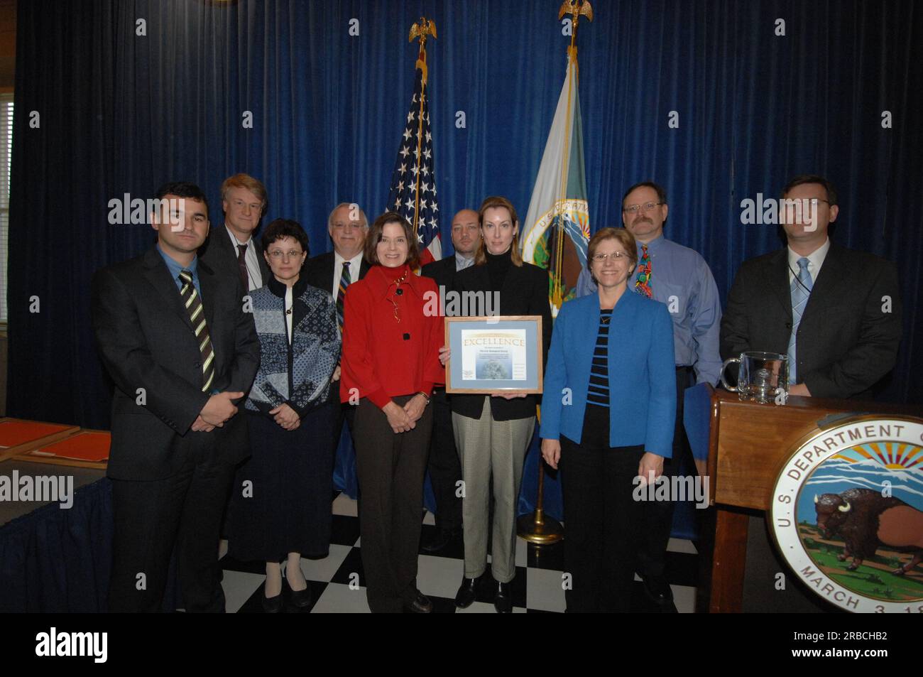 Veranstaltung im "Main Interior" zur Würdigung der Beiträge zum "Performance and Accountability Report 2008" des Innenministeriums mit Ausführungen von Stellvertretender Sekretär P. Lynn Scarlett, stellvertretender Sekretär James Cason, Direktor des Haushaltsbüros Pamela Haze, Stellvertretender Kontrolleur Danny Werfel, Direktor des Finanzmanagements Daniel Fletcher, Und Leiter des Planungs- und Leistungsmanagements Richard Beck Stockfoto