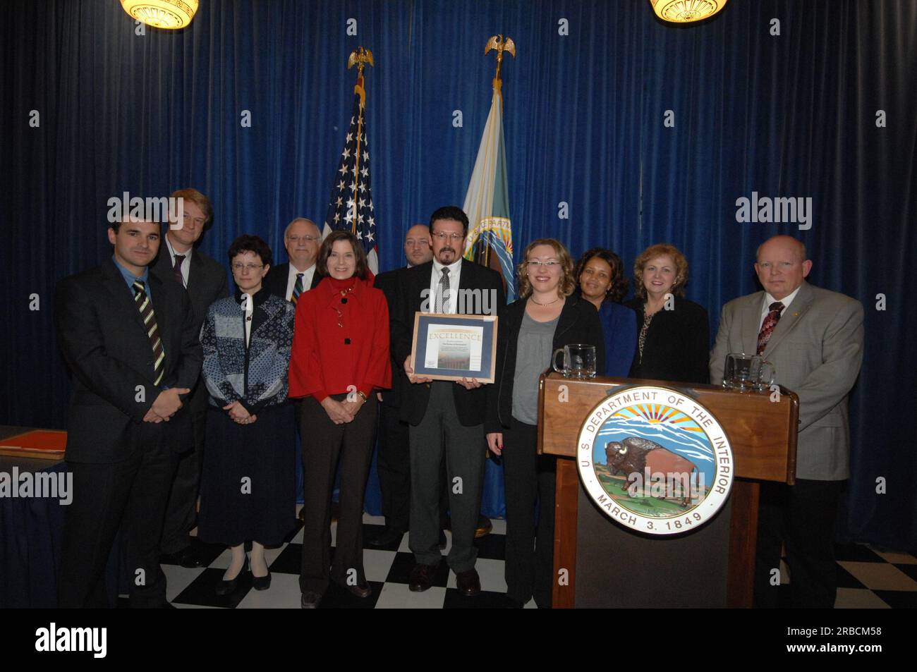 Veranstaltung im "Main Interior" zur Würdigung der Beiträge zum "Performance and Accountability Report 2008" des Innenministeriums mit Ausführungen von Stellvertretender Sekretär P. Lynn Scarlett, stellvertretender Sekretär James Cason, Direktor des Haushaltsbüros Pamela Haze, Stellvertretender Kontrolleur Danny Werfel, Direktor des Finanzmanagements Daniel Fletcher, Und Leiter des Planungs- und Leistungsmanagements Richard Beck Stockfoto