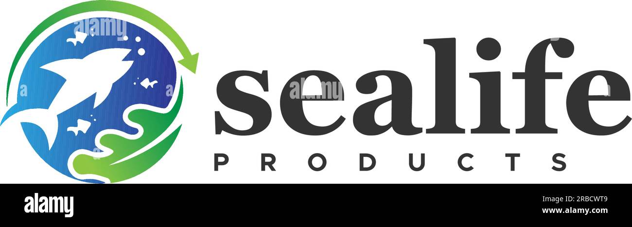 Modernes farbenfrohes Sea Life Product Fish Logo Stock Vektor