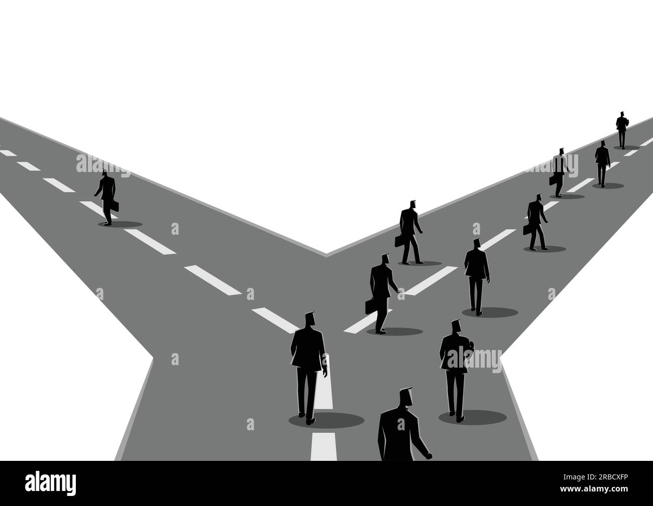 Business Concept Vektor Illustration eines Geschäftsmannes wählen Sie andere Weise Von anderen Geschäftsleuten Stock Vektor