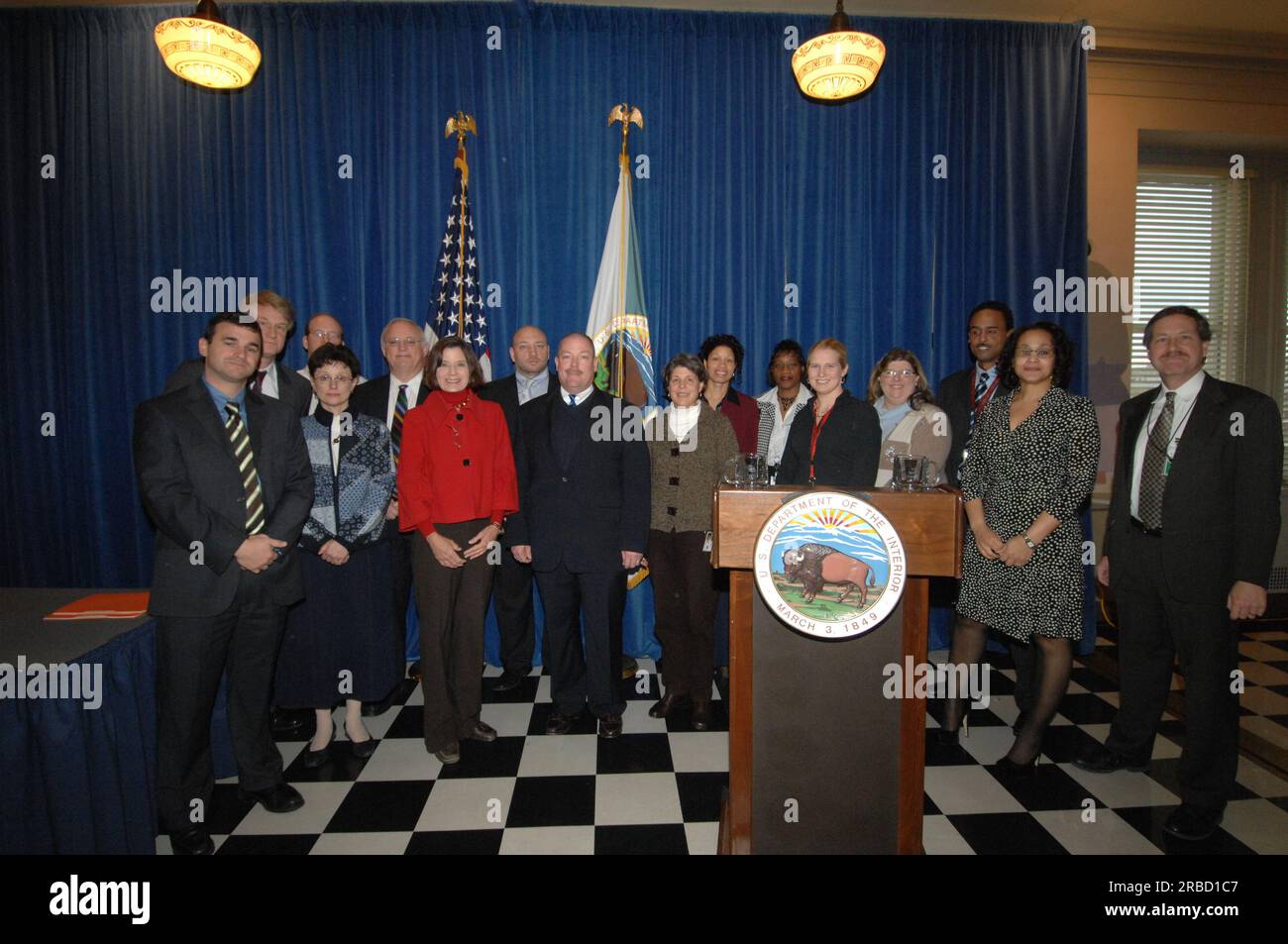 Veranstaltung im "Main Interior" zur Würdigung der Beiträge zum "Performance and Accountability Report 2008" des Innenministeriums mit Ausführungen von Stellvertretender Sekretär P. Lynn Scarlett, stellvertretender Sekretär James Cason, Direktor des Haushaltsbüros Pamela Haze, Stellvertretender Kontrolleur Danny Werfel, Direktor des Finanzmanagements Daniel Fletcher, Und Leiter des Planungs- und Leistungsmanagements Richard Beck Stockfoto