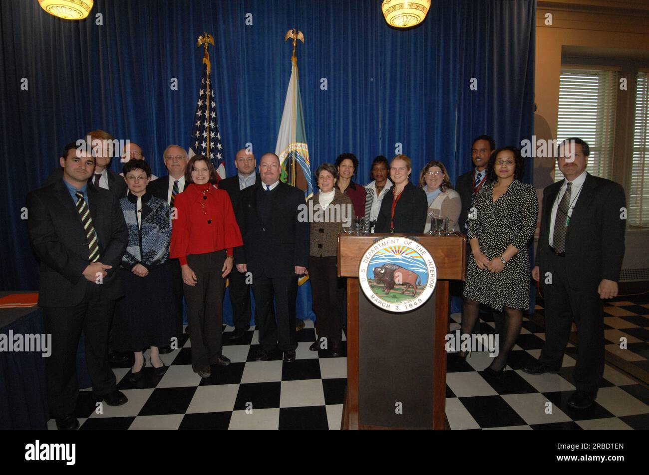 Veranstaltung im "Main Interior" zur Würdigung der Beiträge zum "Performance and Accountability Report 2008" des Innenministeriums mit Ausführungen von Stellvertretender Sekretär P. Lynn Scarlett, stellvertretender Sekretär James Cason, Direktor des Haushaltsbüros Pamela Haze, Stellvertretender Kontrolleur Danny Werfel, Direktor des Finanzmanagements Daniel Fletcher, Und Leiter des Planungs- und Leistungsmanagements Richard Beck Stockfoto