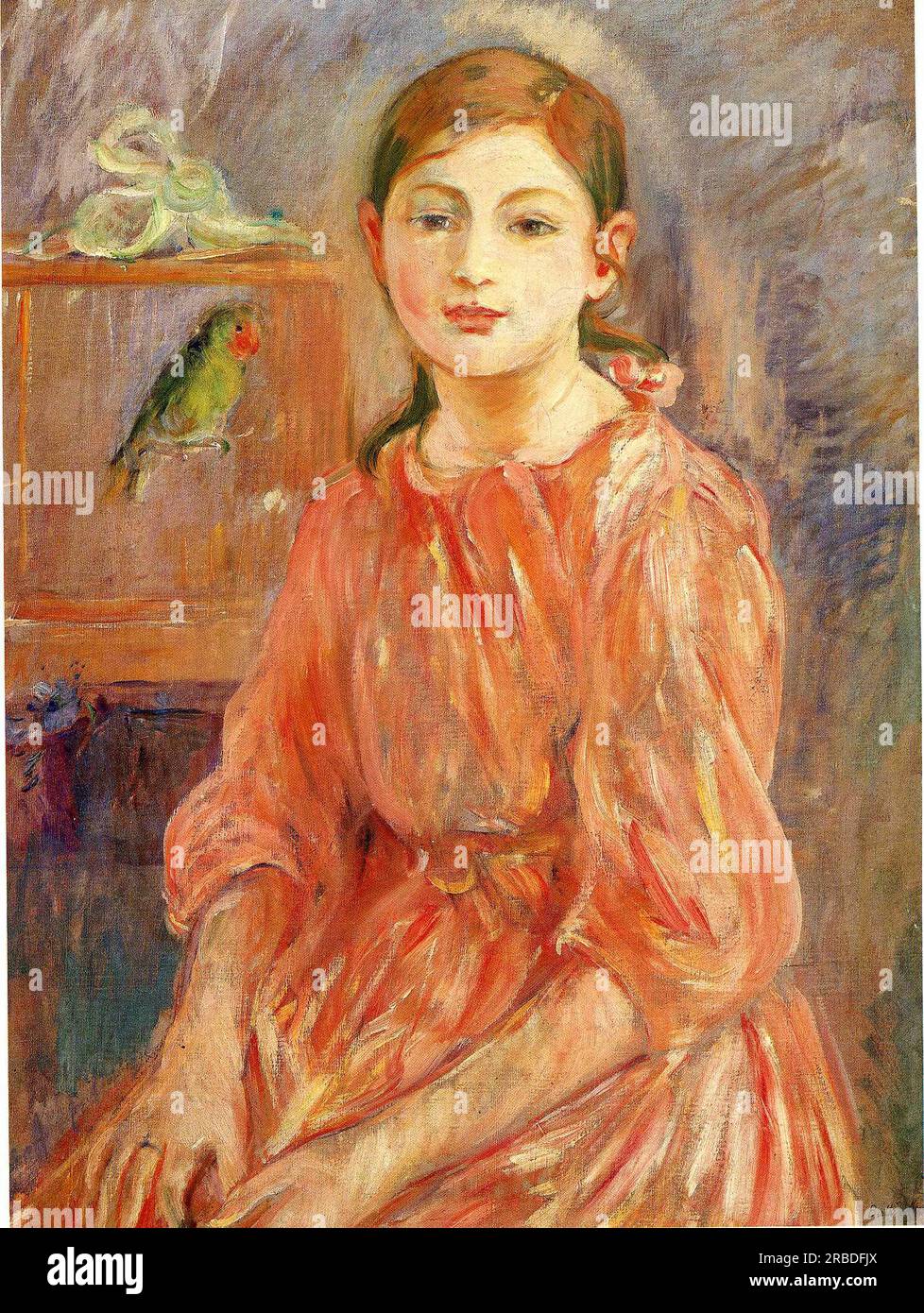 Die Tochter des Künstlers mit einem Parakeet 1890 von Berthe Morisot Stockfoto