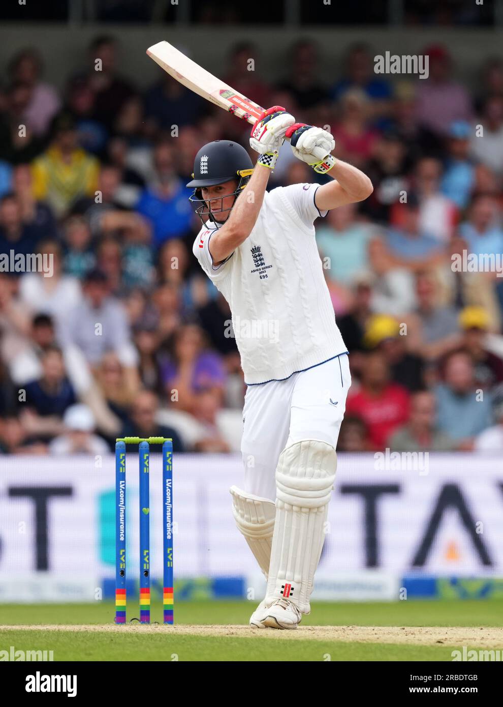 Zak Crawley aus England am 4. Tag des dritten LV= Insurance Ashes Series-Testspiels in Headingley, Leeds. Foto: Sonntag, 9. Juli 2023. Stockfoto