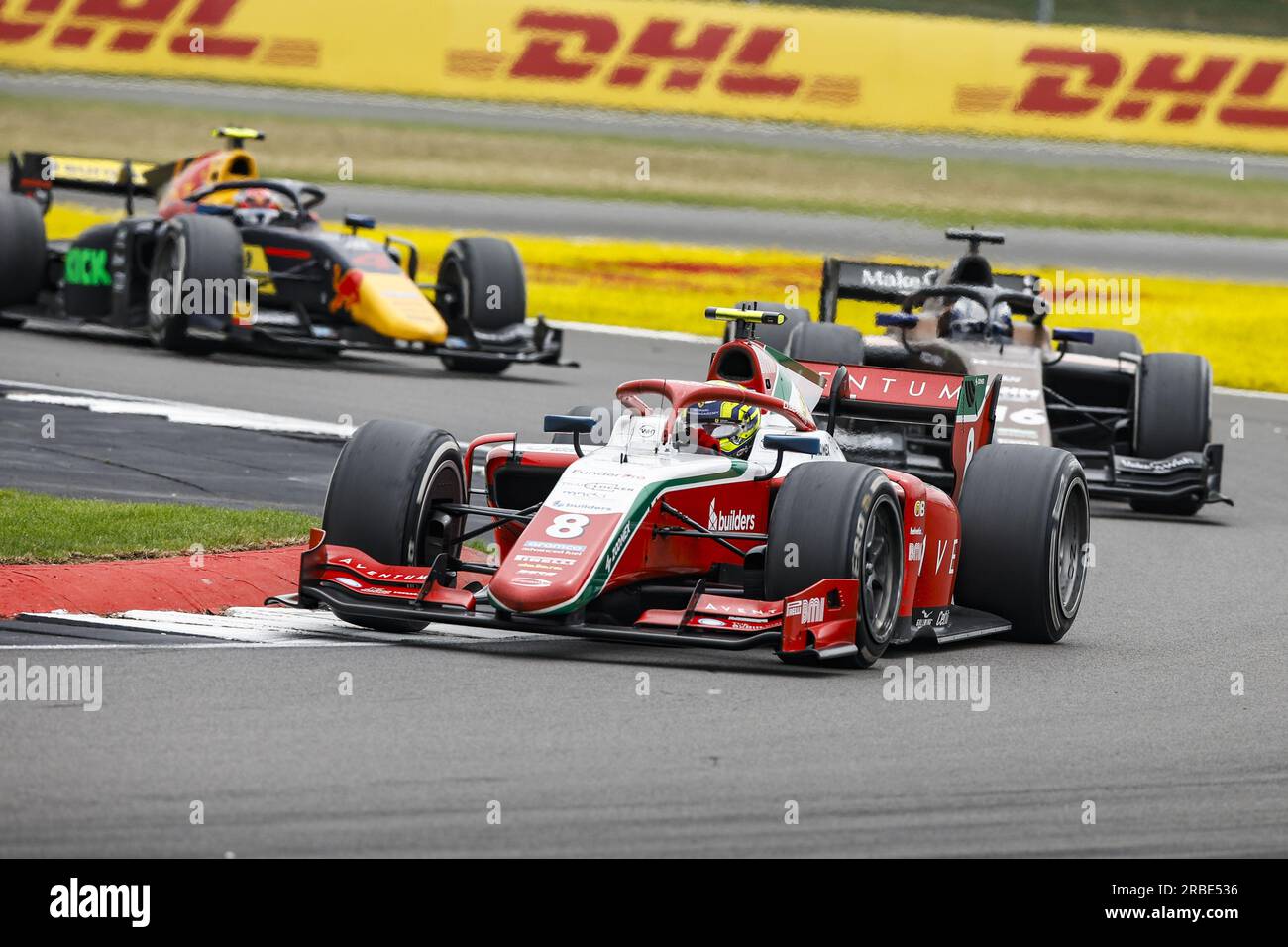 08 BEARMAN Oliver (gbr), Prema Racing, Dallara F2, Action während der 8. Runde der FIA-Formel-2-Meisterschaft 2023 vom 7. Bis 9. Juli 2023 auf dem Silverstone Circuit in Silverstone, Großbritannien Stockfoto