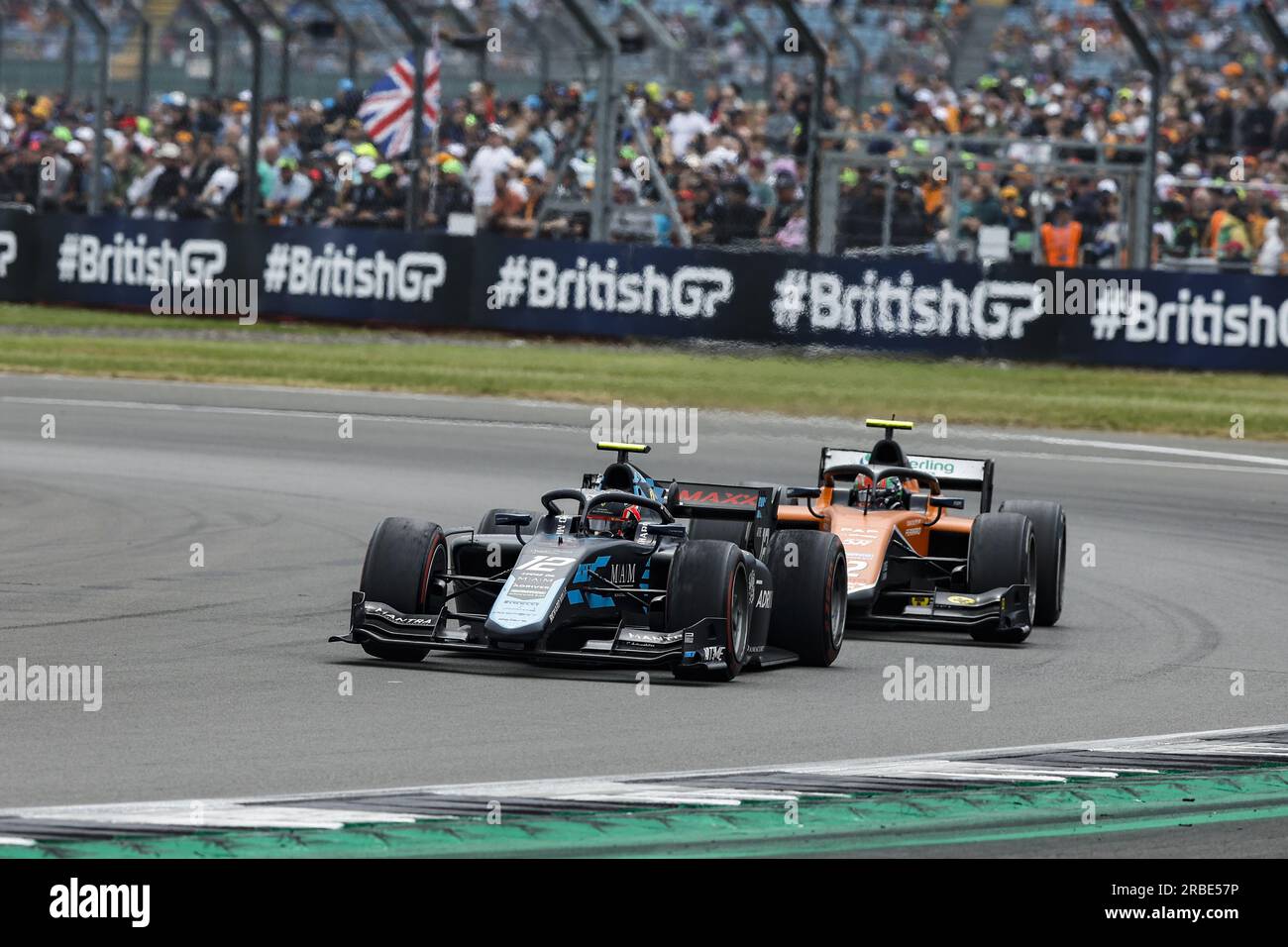 12 LECLERC Arthur (mco), DAMS, Dallara F2, Action während der 8. Runde der FIA-Formel-2-Meisterschaft 2023 vom 7. Bis 9. Juli 2023 auf dem Silverstone Circuit in Silverstone, Vereinigtes Königreich Stockfoto
