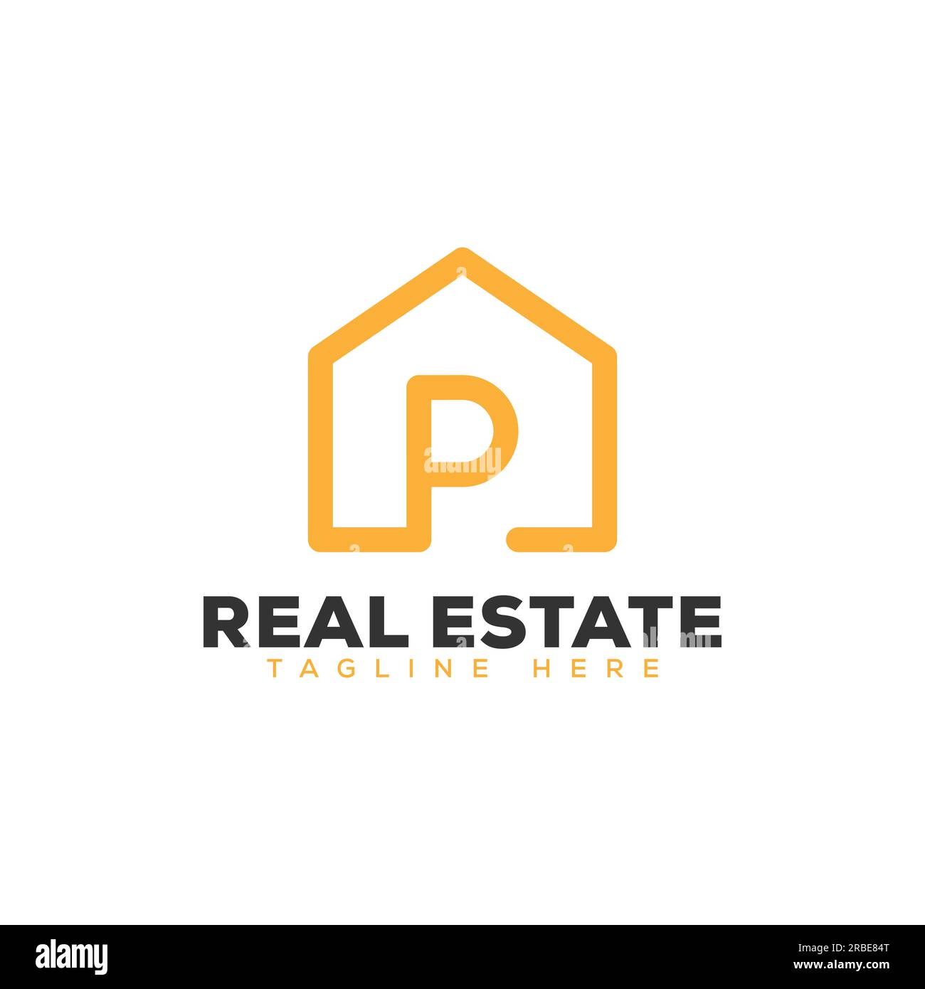 EPS10-Vektor Anfangsbuchstabe p Immobilienlogo Designvorlage isoliert auf weißem Hintergrund Stock Vektor