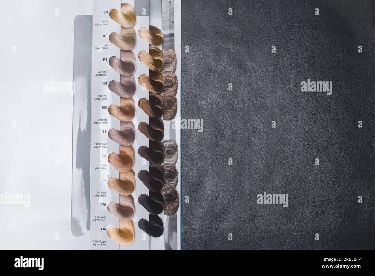 Verschiedene Beispiele Farbpalette Farbfärbung Farbton der Haare Farbton. Stockfoto