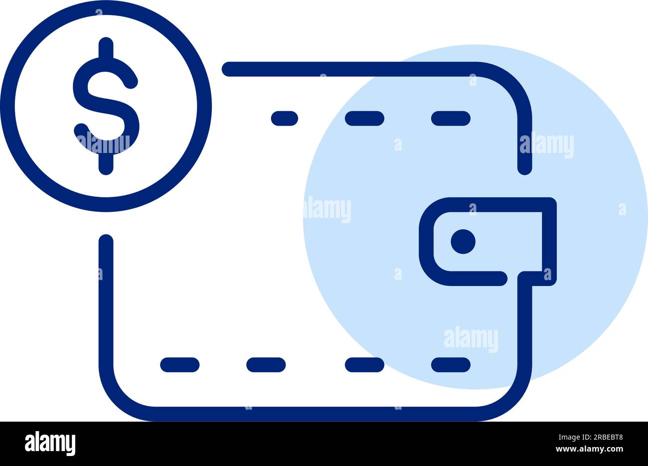 Geldbörse mit einer Münze. Erträge, Ersparnisse, Investitionen und Finanztätigkeit. Symbol für Pixel Perfect Stock Vektor