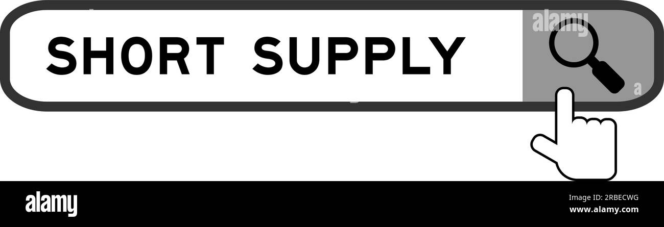 Suchbanner in Wort Short Supply mit Handleselupe auf weißem Hintergrund Stock Vektor