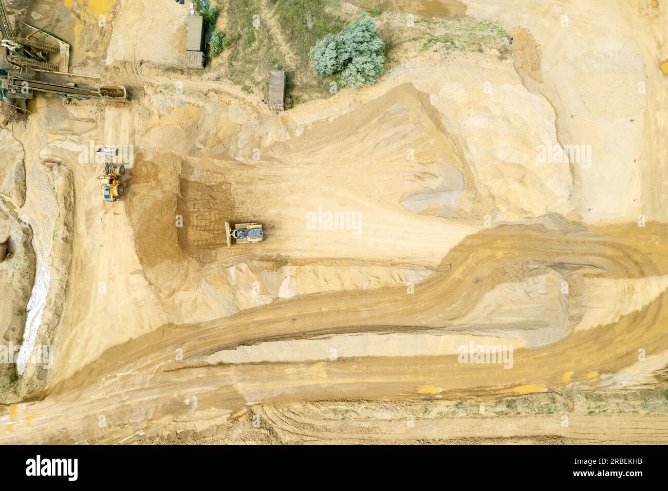 Sand- und Kies-Extraktionsstandort in der Nähe von Peterborough, Großbritannien. Stockfoto