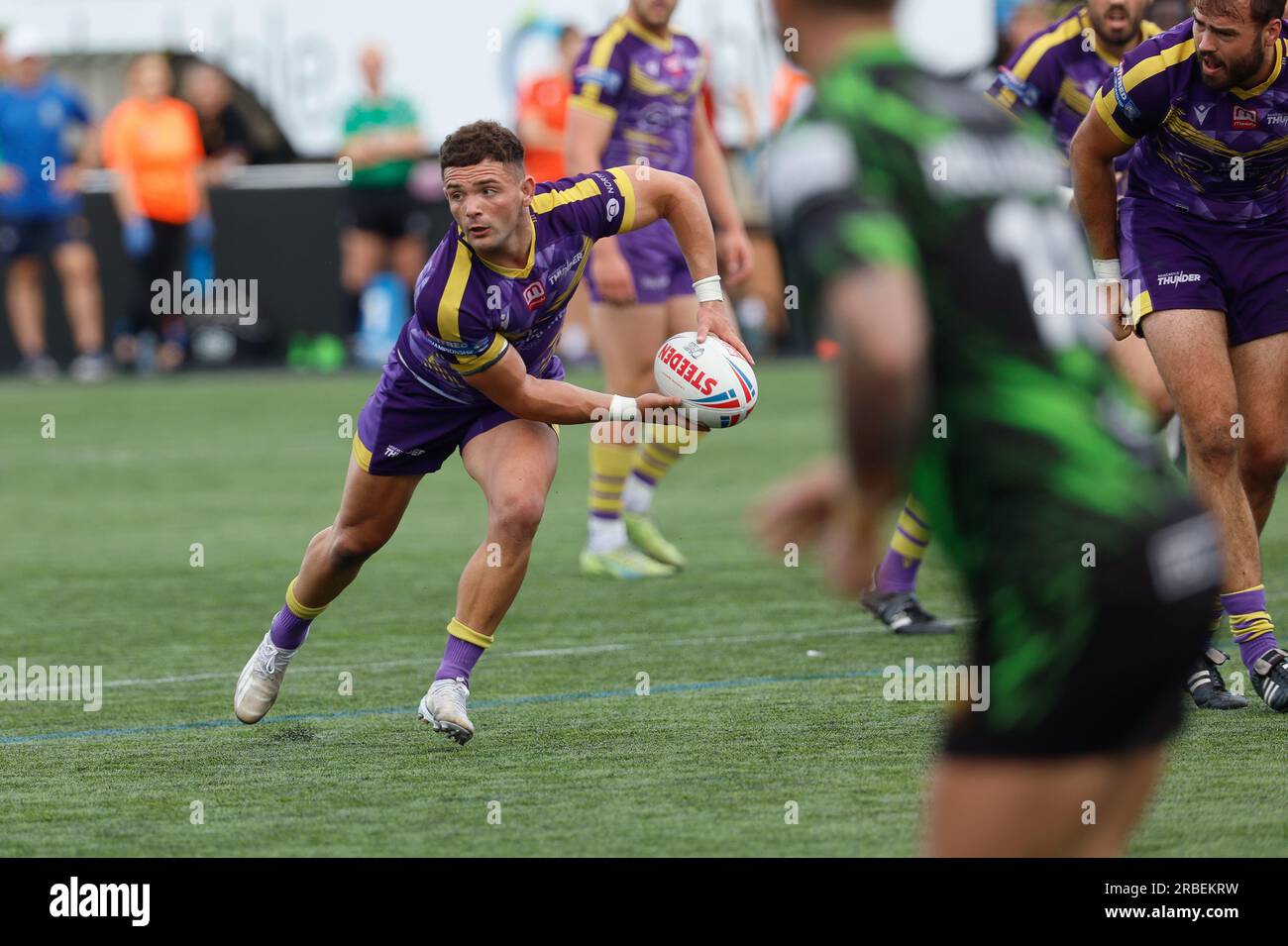 Newcastle, Großbritannien. 11. Juni 2023. Curtis Davies von Newcastle Thunder in Aktion während des BETFRED-Meisterschaftsspiels zwischen Newcastle Thunder und Whitehaven RLFC am Sonntag, den 9. Juli 2023 im Kingston Park, Newcastle. (Foto: Chris Lishman | MI News) Kredit: MI News & Sport /Alamy Live News Stockfoto