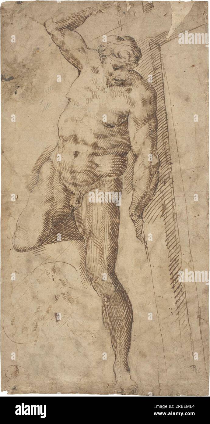 Kopie des guten Diebes aus dem letzten Urteil Michelangelos 1570 von Bartolomeo Passerotti Stockfoto